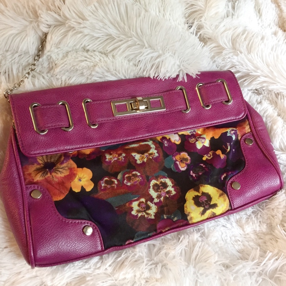 Aldo Pink Pansy/Skull Shoulder Bag Clutch